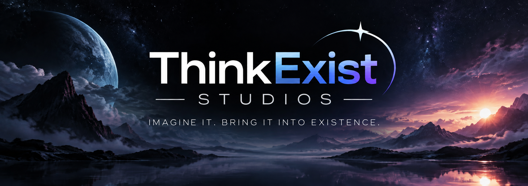 Think Exist Studios — Imagine it. Bring it into existence, beneath a starry sky and cosmic landscape